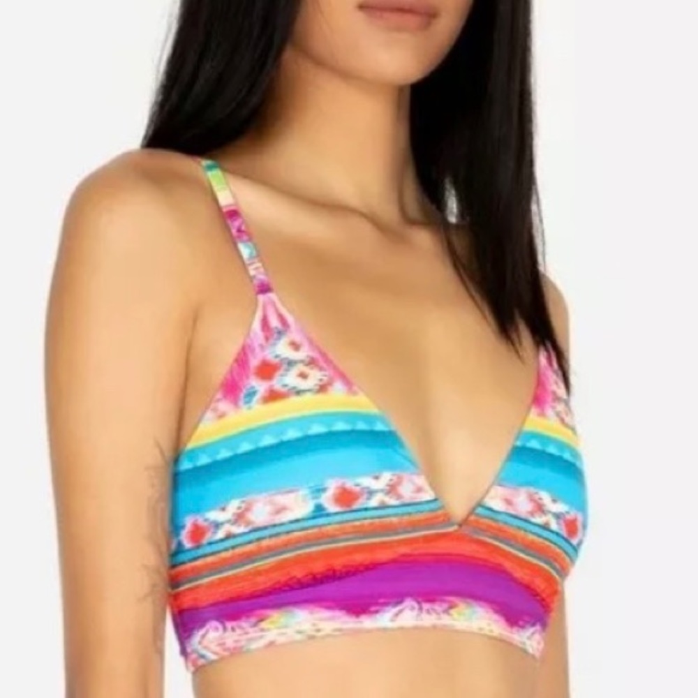 NWT JOHNNY WAS Isabella Tie Back Bikini Top Pink L
